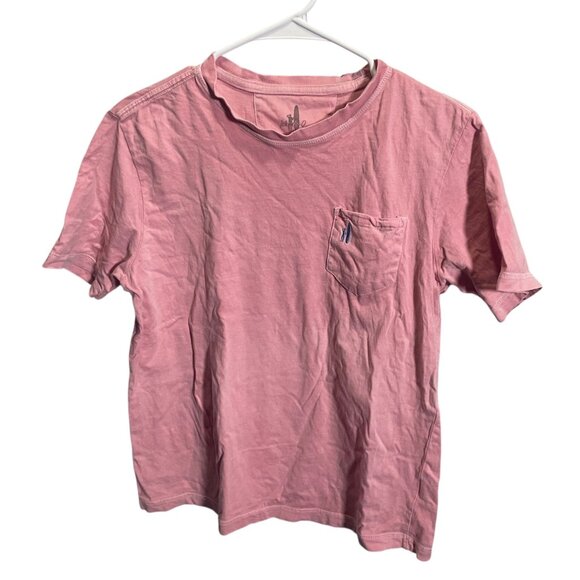 Johnnie-O Boys Cotton Pink Pocket T-Shirt Size 12 Casual Crewneck - Picture 1 of 4
